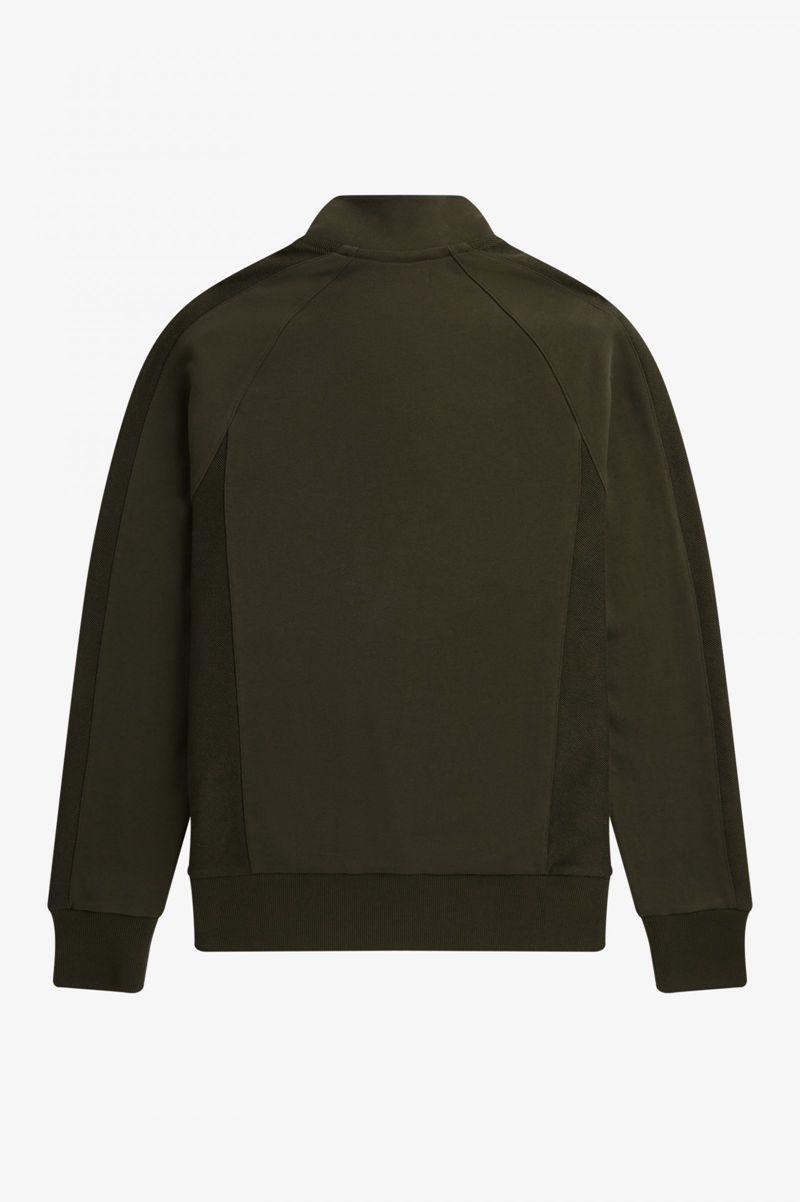 Green Fred Perry Reverse Texture Half Zip Men's Sweatshirts | PH 1601QMAZ